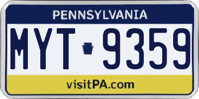 PA license plate MYT9359