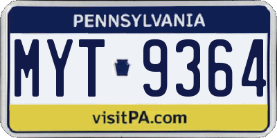 PA license plate MYT9364