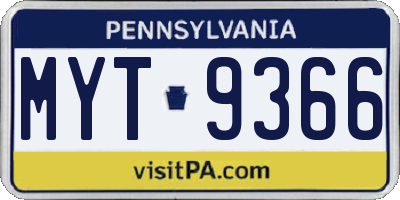 PA license plate MYT9366
