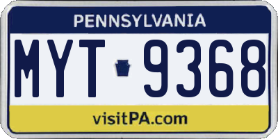 PA license plate MYT9368