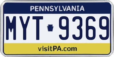 PA license plate MYT9369