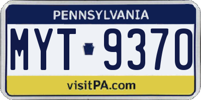 PA license plate MYT9370