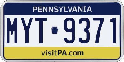 PA license plate MYT9371