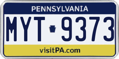 PA license plate MYT9373