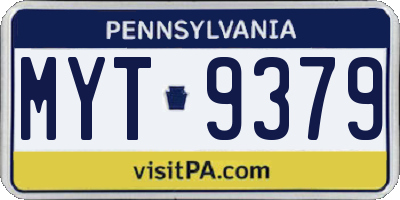 PA license plate MYT9379