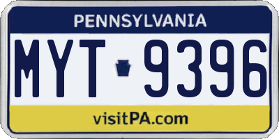 PA license plate MYT9396
