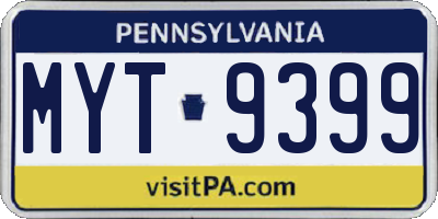 PA license plate MYT9399