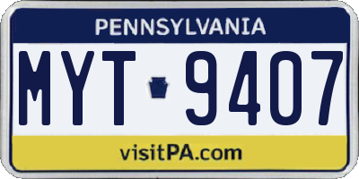 PA license plate MYT9407