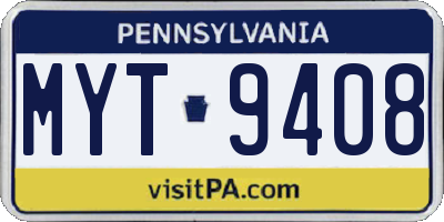 PA license plate MYT9408