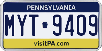 PA license plate MYT9409