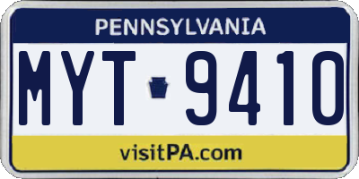 PA license plate MYT9410