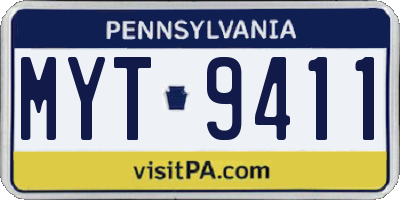 PA license plate MYT9411