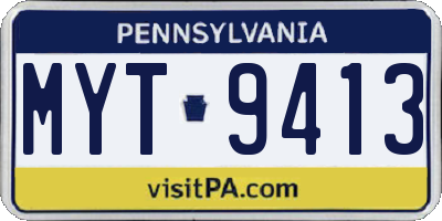 PA license plate MYT9413