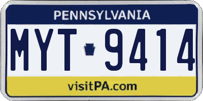 PA license plate MYT9414