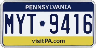 PA license plate MYT9416