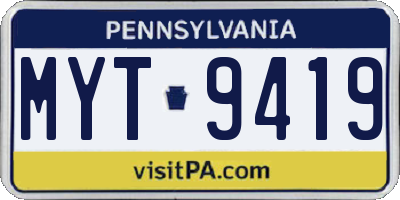 PA license plate MYT9419