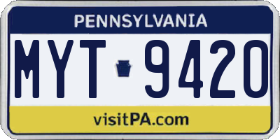 PA license plate MYT9420