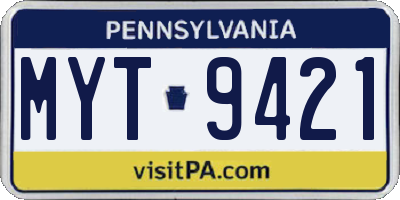 PA license plate MYT9421