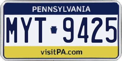 PA license plate MYT9425