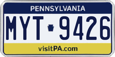 PA license plate MYT9426