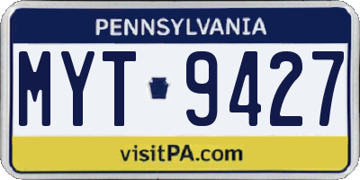 PA license plate MYT9427