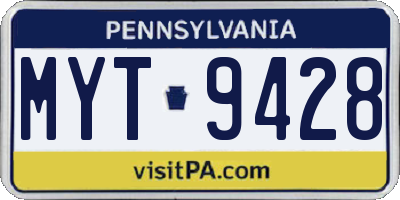 PA license plate MYT9428