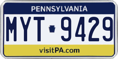 PA license plate MYT9429