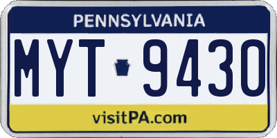 PA license plate MYT9430