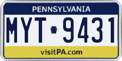 PA license plate MYT9431