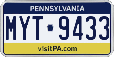PA license plate MYT9433