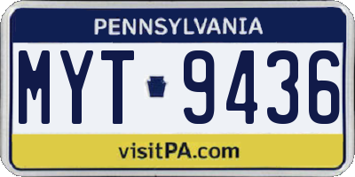 PA license plate MYT9436