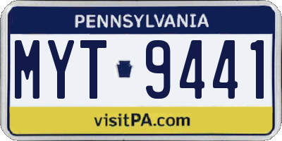 PA license plate MYT9441