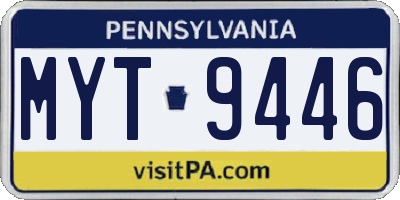 PA license plate MYT9446