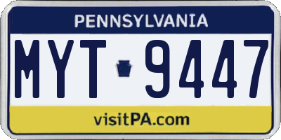 PA license plate MYT9447