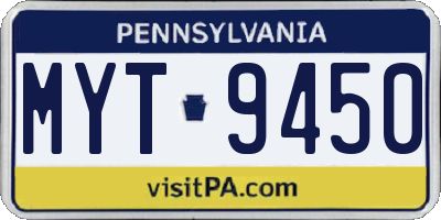 PA license plate MYT9450