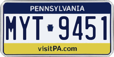 PA license plate MYT9451