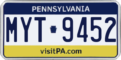 PA license plate MYT9452
