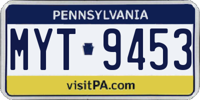 PA license plate MYT9453