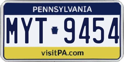 PA license plate MYT9454
