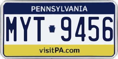PA license plate MYT9456