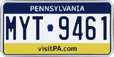 PA license plate MYT9461