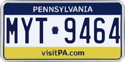 PA license plate MYT9464