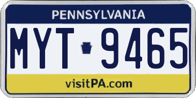 PA license plate MYT9465