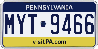 PA license plate MYT9466