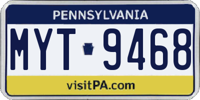 PA license plate MYT9468