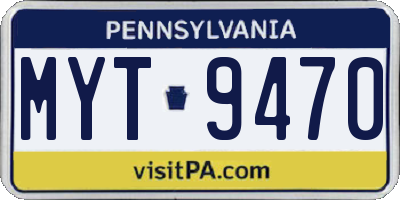 PA license plate MYT9470
