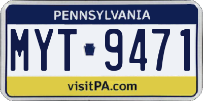 PA license plate MYT9471
