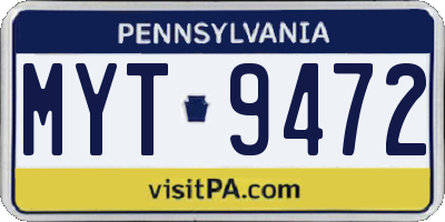 PA license plate MYT9472