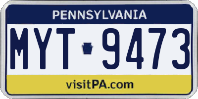 PA license plate MYT9473
