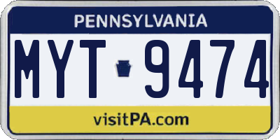 PA license plate MYT9474